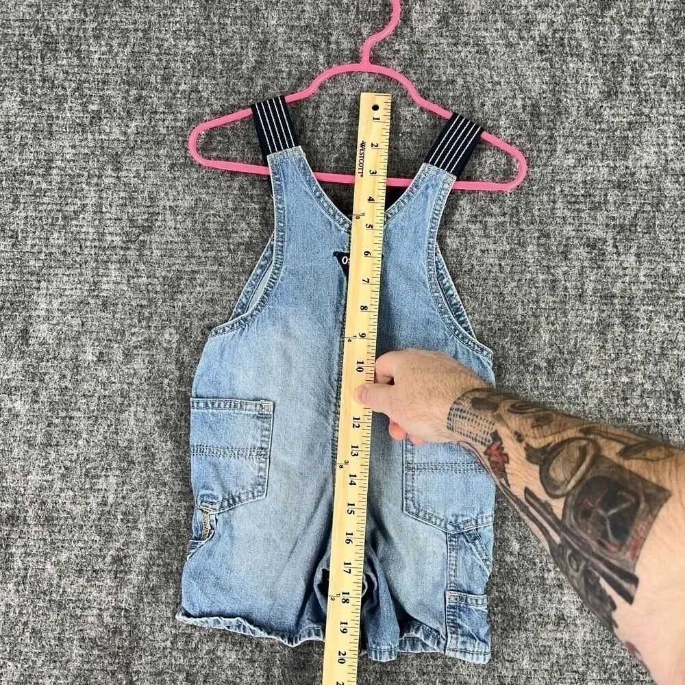 OshKosh B'gosh 18M‎ Denim Overall Shorts Baby Toddler Retro Vintage Workwear
